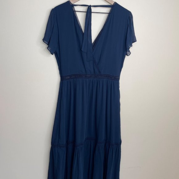 Abercrombie & Fitch Blue Open Back Maxi Dress Size Medium Petite - Picture 4 of 8